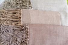 Leather Fringes On Silk Wool Garze